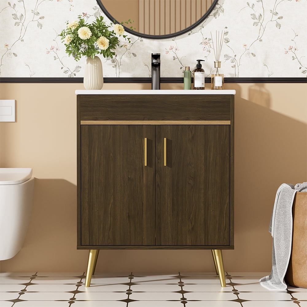 Bathroom Vanity with Sink, Freestanding Bathroom Vanity Cabinet with Storage, Quick Assembly Bathroom Vanity, 24 Inch