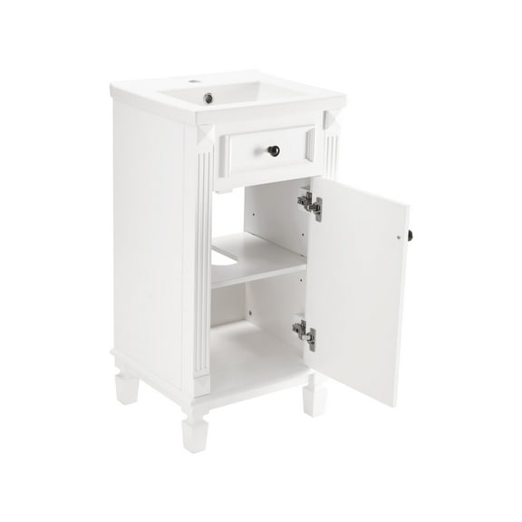 EDX 18-inch Bathroom Vanity Cabinet, Freestanding Modern Cabinet Vanity with Sink, 1 Soft-Closing Door & 1 Drawer,White
