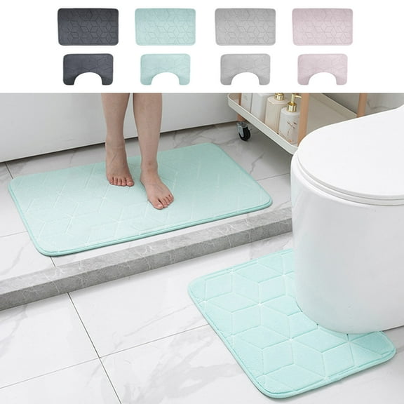 Bathroom Velvet Rug | Waterproof Non-Slip Toilet Bath Mat Set | Absorbent Plush Polyester, Soft Texture, Warm Comfort, Durable Backing | Multicolor | 2-Piece | 49x79cm