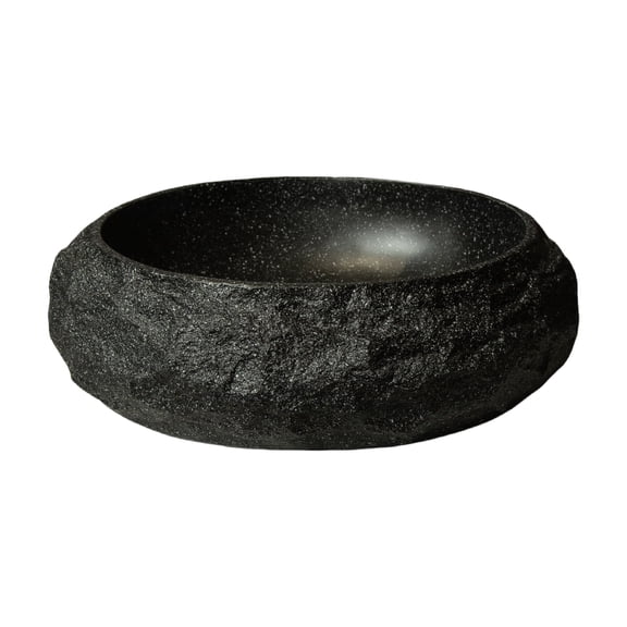 Bathroom Vessel Sink, 18 Inch Irregular Oval Resin Basin with Artistic Stone Pattern, Dark Gray Modern Vanity Washbasin for Bathroom Countertop, Faucet Not Included