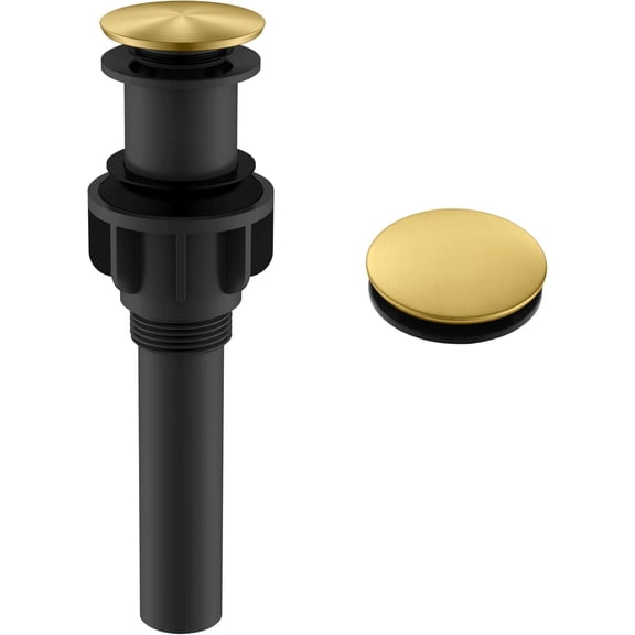 Bathroom Vessel Sink Pop Up Drain Without Overflow Assembly, Lavatory Vanity Sink Drain Stopper, Anti-Clogging Drain Strainer, Brushed , KE-P300A-4