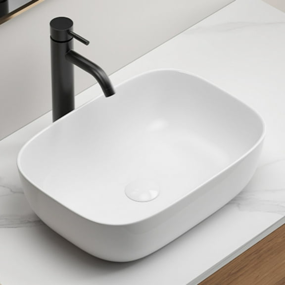 Bathroom Vessel Sink,Small Sink Above Counter,White Porcelain Ceramic,Bathroom Vanity Sink,Oval