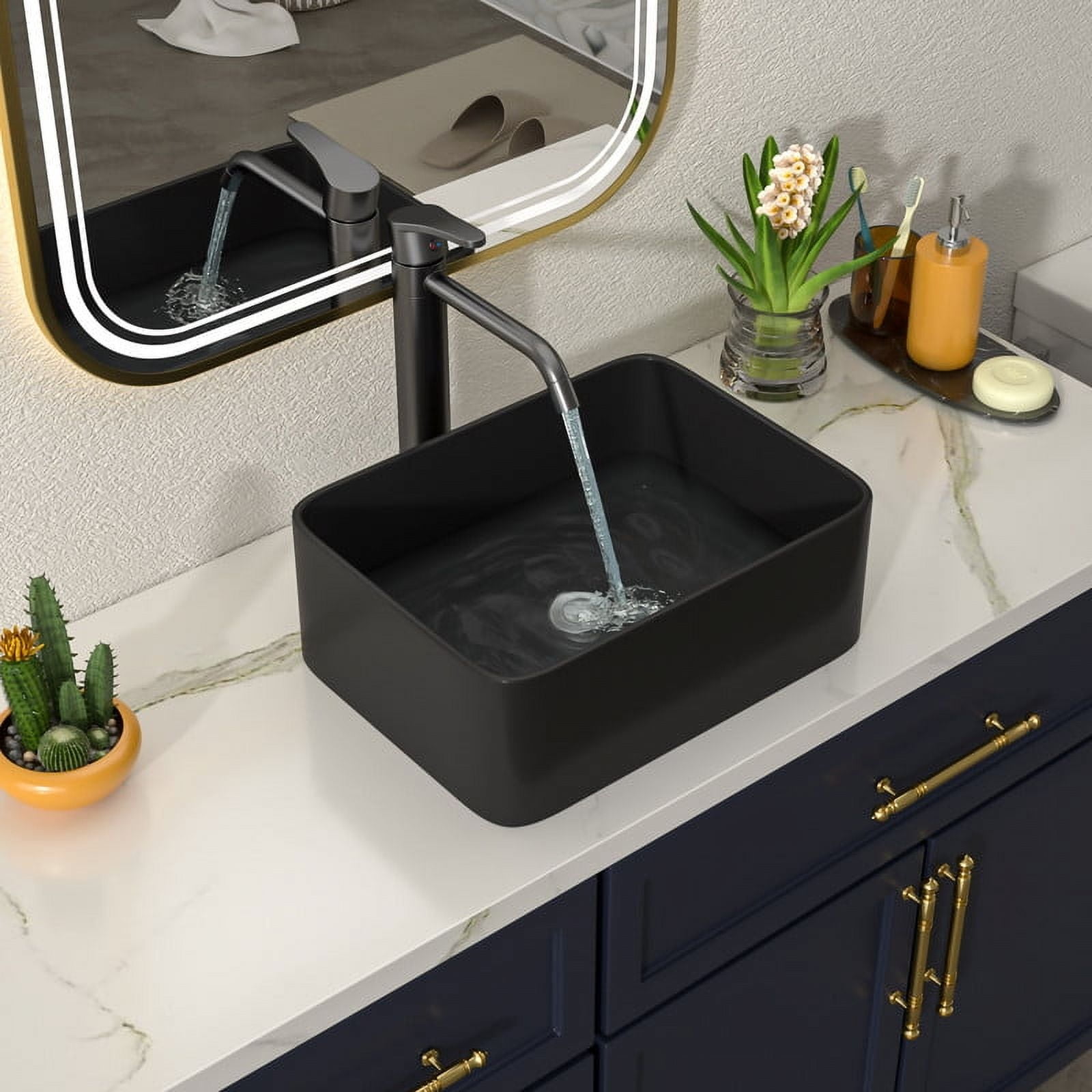 Bathroom Vessel Sinks 16 Inch Black Bathroom Sink Above Counter ...