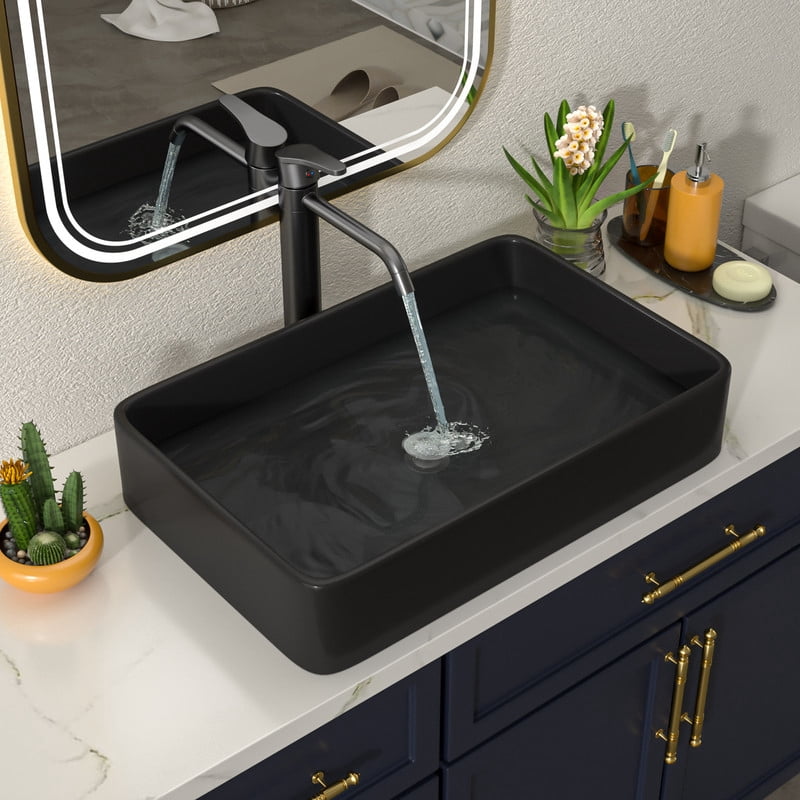 Bathroom Vessel Sinks 24 Inch Black Bathroom Sink Above Counter ...