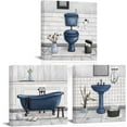 thumbnail image 1 of Bathroom Wall Art Bath Tub Painting Picture Bathroom Wall Decor Framed Ready to Hang 12x12inchx3,Deep Blue, 1 of 6