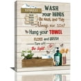 thumbnail image 1 of Bathroom Wall Art Bathroom Rules Sign Pictures Wall Decor Rustic Funny Bathroom Canvas Print Painting Farmhouse Framed Artwork for Bathroom Decoration Ready to Hang 12"x16", 1 of 6