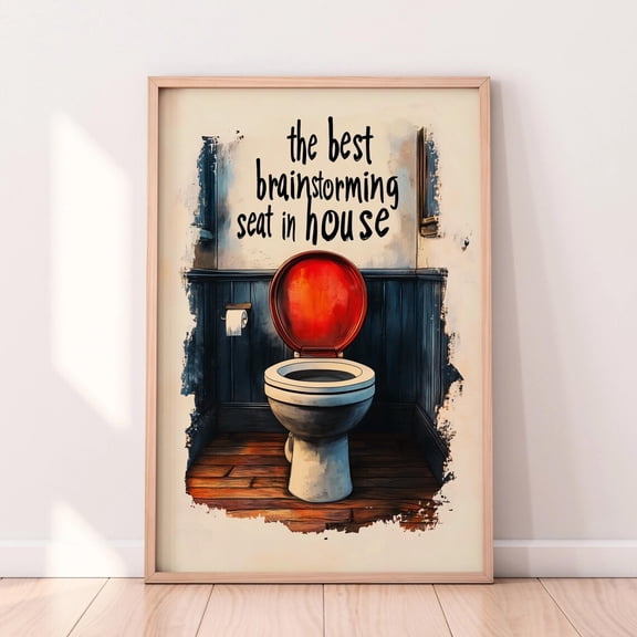 Bathroom Wall Art – "Best Brainstorming Seat In The House" Wall Art, Modern Wall Decor, 12x18 UNFRAMED