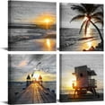 thumbnail image 1 of Bathroom Wall Art Black and White Gold Beach Wall Art Ocean Canvas Print Sunrise Sunset Seascape Scenery Painting Poster Framed Picture Bedroom Wall Art Living Room Office Wall Decoration, 1 of 6