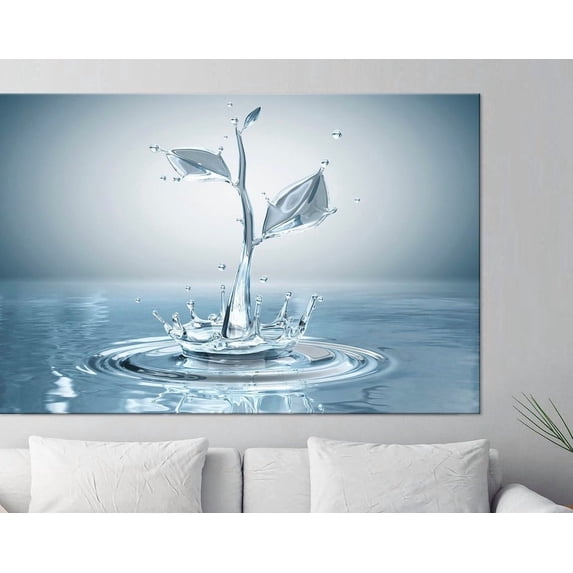Bathroom Wall Art Blue Leaf Art Water Drop Print Water Splash Modern ...