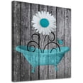 thumbnail image 1 of Bathroom Wall Art Daisy Canvas Pictures Modern Flower Bathtub Artwork Rustic Wood Board Background Contemporary Wall Art Decor Bedroom Living Room Office Home Framed Ready to Hang Blue 12" x 16", 1 of 5