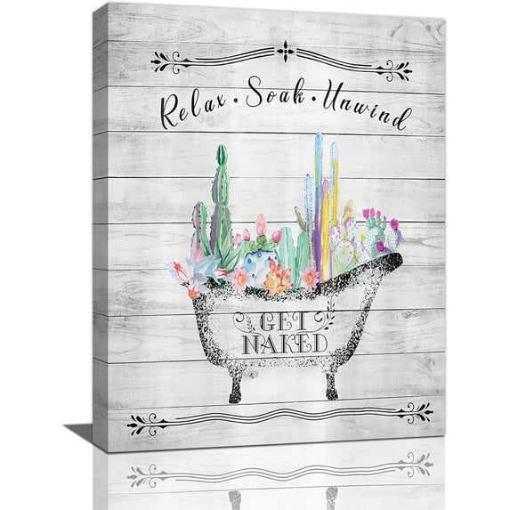 Bathroom Wall Art Farmhouse Bathroom Wall Decor Rustic Cactus Canvas Prints Country Tropical Plant Painting Bathroom Pictures for Wall Modern Artwork Home Decoration for Bathroom 12"x16"