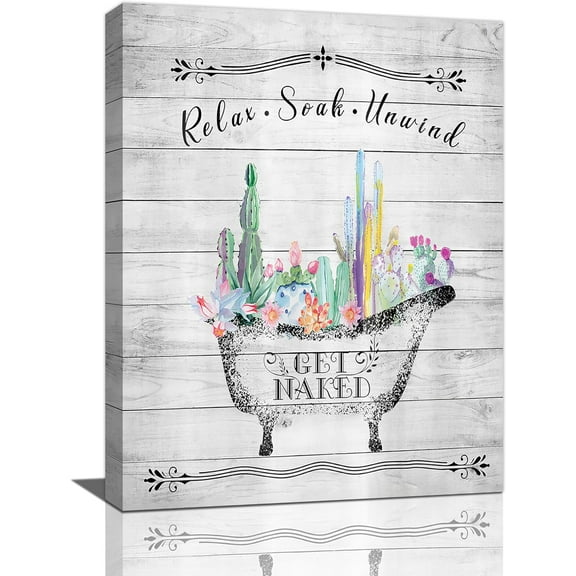 Bathroom Wall Art Farmhouse Bathroom Wall Decor Rustic Cactus Canvas Prints Country Tropical Plant Painting Bathroom Pictures for Wall Modern Artwork Home Decoration for Bathroom 12"x16"