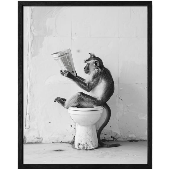 Bathroom Wall Art Funny Bathroom Wall Art Bathroom Decor Humorous Bathroom Decor Framed Wall Art Monkey Wall Decor Animal Art For Bathroom