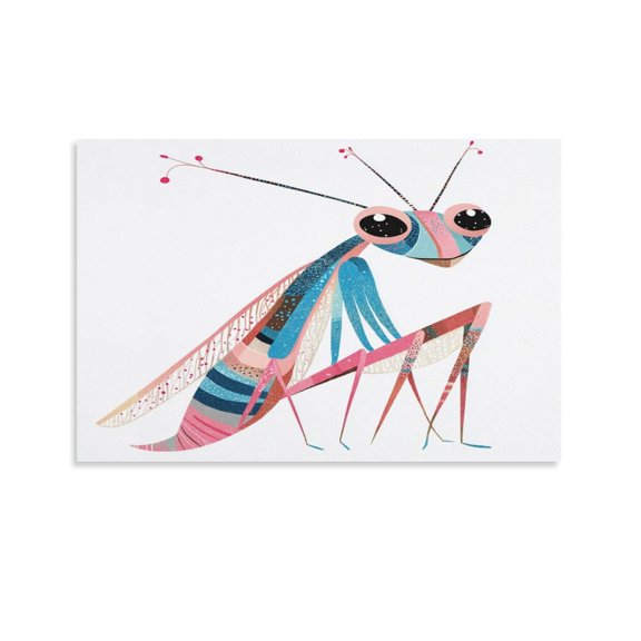 Bathroom Wall Art Illustration Mantis Artwork Print Painting Funny Praying Mantis Canvas Print for Modern Home Living Room Bathroom 24x36inch Unframed Wall Decor