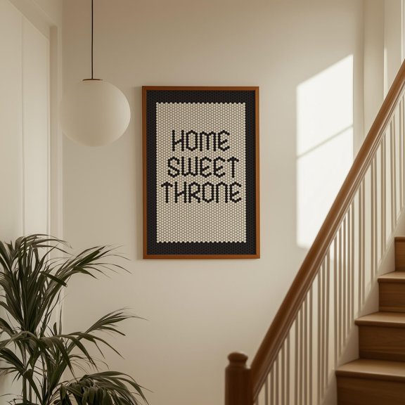 Bathroom Wall Art Print Home Sweet Throne Retro Tile Typography Unframed Vertical, Unframed Paper Print