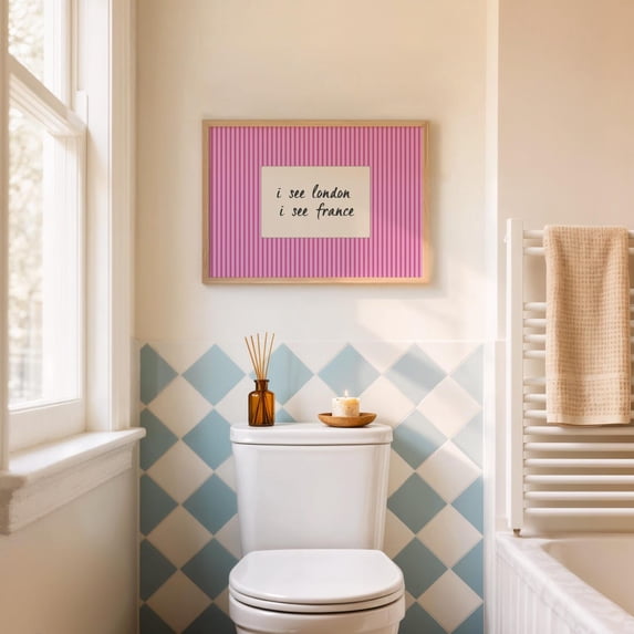Bathroom Wall Art Retro Striped Typography Preppy Colorful Decor, Unframed Paper Poster 24x36in
