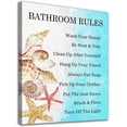 thumbnail image 1 of Bathroom Wall Art for Wall Decor Bathroom Rules Canvas Pictures Sea Beach Canvas Art Blue Sea Wave Seastar Shell Bathroom Pictures for Wall Decorations Framed Ready to Hang 12" X 16", 1 of 6