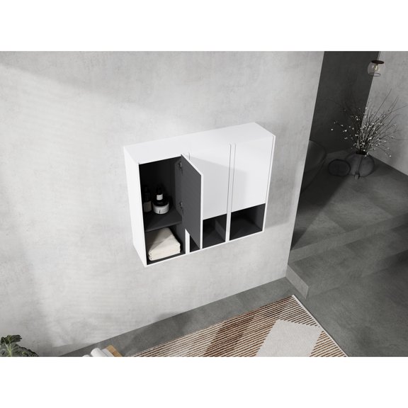 Bathroom Wall Cabinet, 12", 3 Doors, Soft Close, White Modern Chic Close White, Fashionable