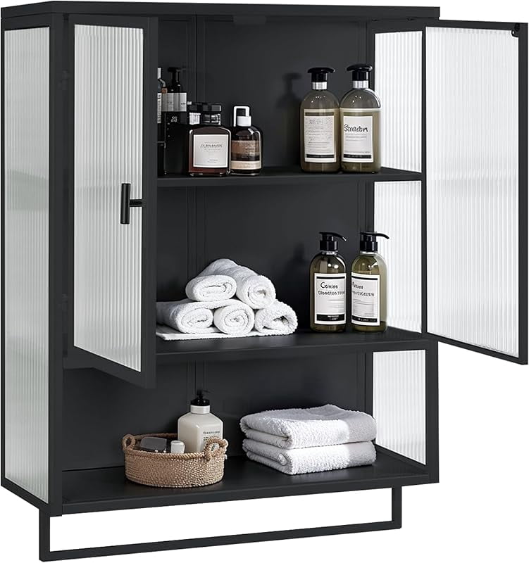 Bathroom Wall Cabinet with 2 Glass Door, Bathroom Medicine Cabinet with ...