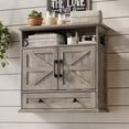 thumbnail image 1 of Bathroom Wall Cabinet, 23.6''x23.6'' Farmhouse Wall Mounted Medicine Cabinet with Drawer, 2 Barn Door & Adjustable Shelf, Space Saving Over The Toilet Storage Cabinet for Bathroom, Kitchen, Entryway, 1 of 7