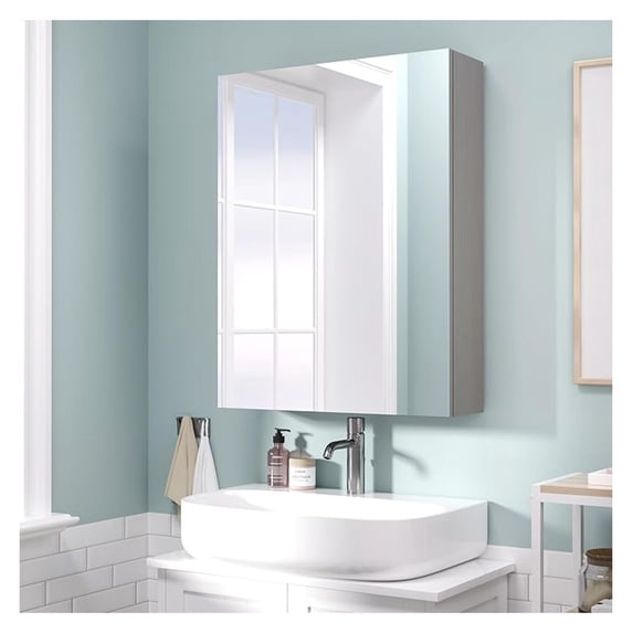 Bathroom Wall Cabinet 26x20 inch, Medicine Cabinet with Door & Shelves, Grey Storage Saver - Adjustable, Silent Close, ETL Certified
