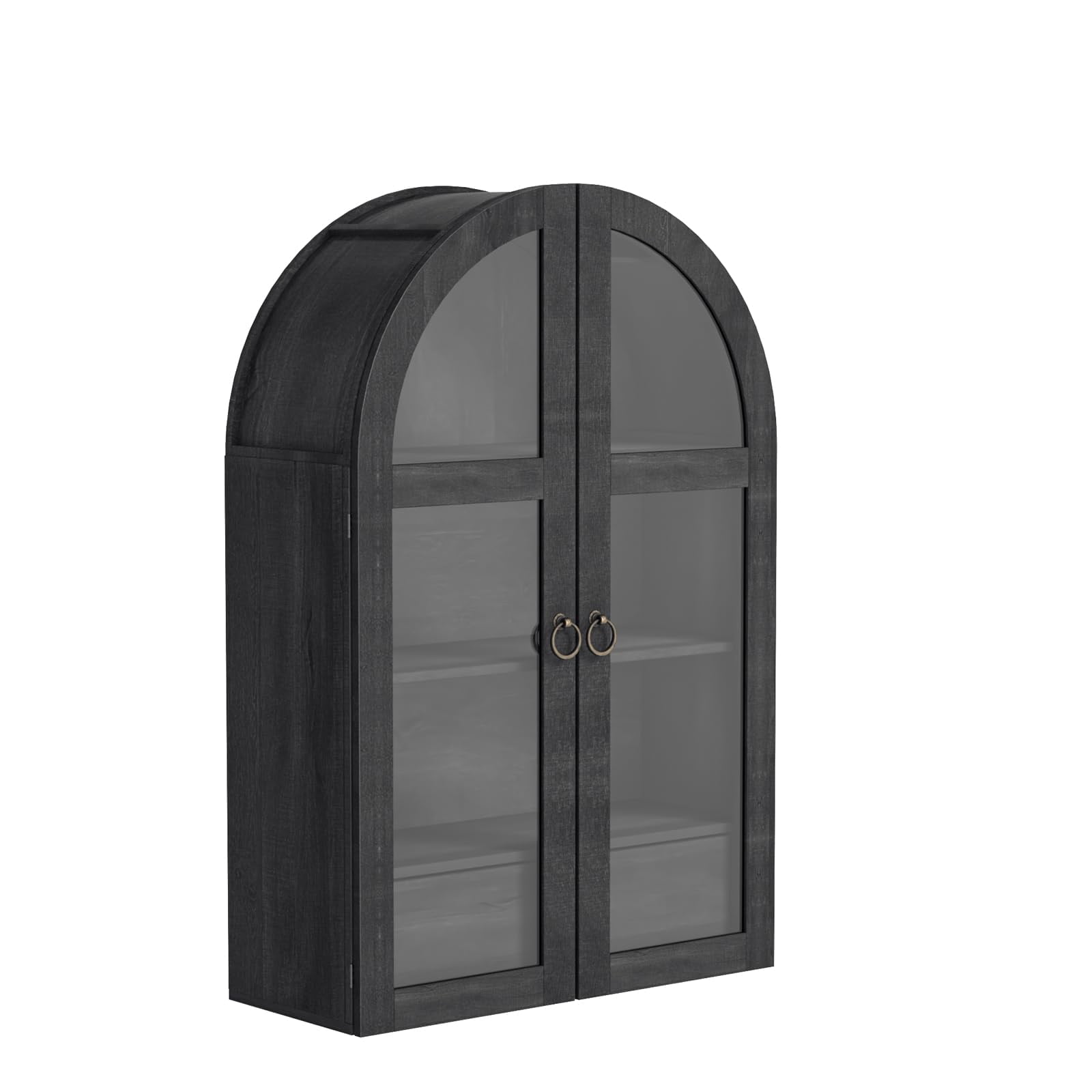 Bathroom Wall Cabinet, Arched Wall Cabinet Storage, 2 Tempered Glass ...