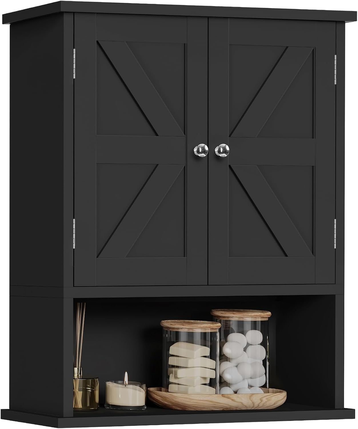 Bathroom Wall Cabinet, Bathroom Cabinet with Barn Doors & Adjustable ...