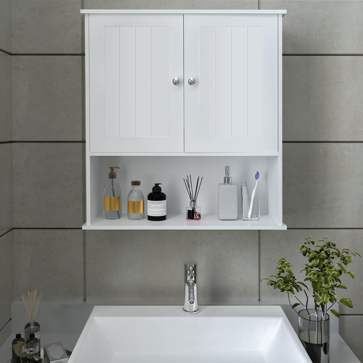 Bathroom Wall Cabinet with Doors, Medicine Cabinet with Adjustable ...