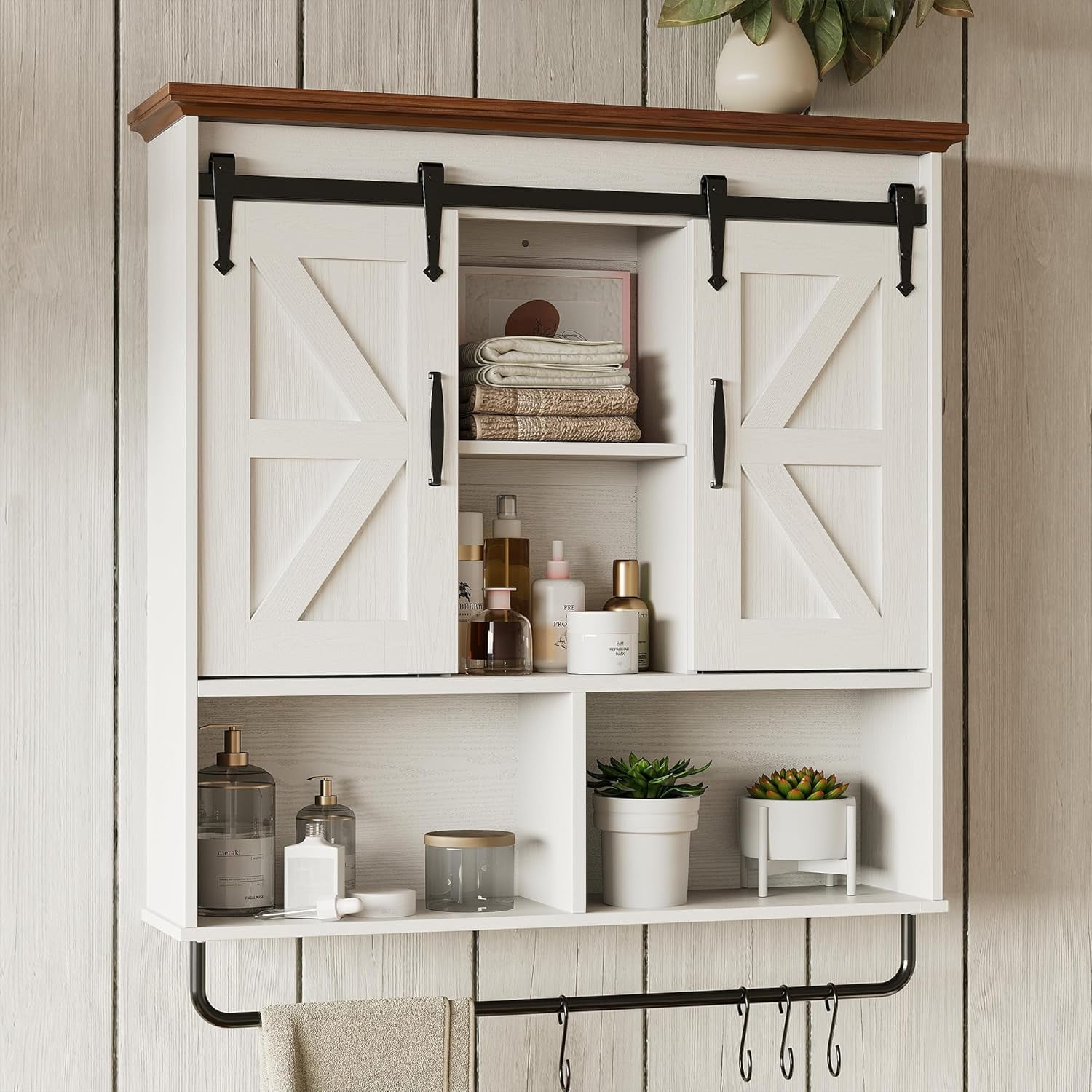Bathroom Wall Cabinet, Farmhouse Medicine Cabinet with Sliding Barn ...