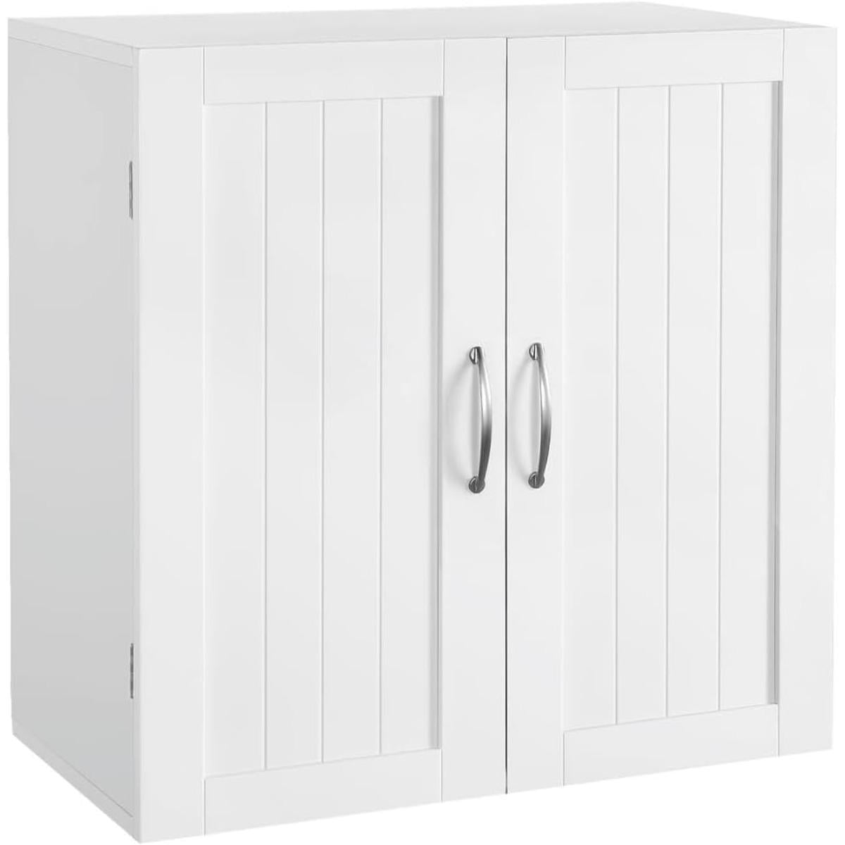 Bathroom Wall Cabinet, Kitchen Storage Cupboard Cabinet with 2 Doors, Wall Mount Storage Cabinet for Bathroom, Kitchen, Living Room, White