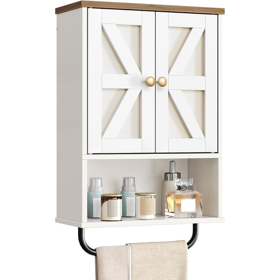 Bathroom Wall Cabinet, Medicine Cabinet with Open Partition and Towel ...