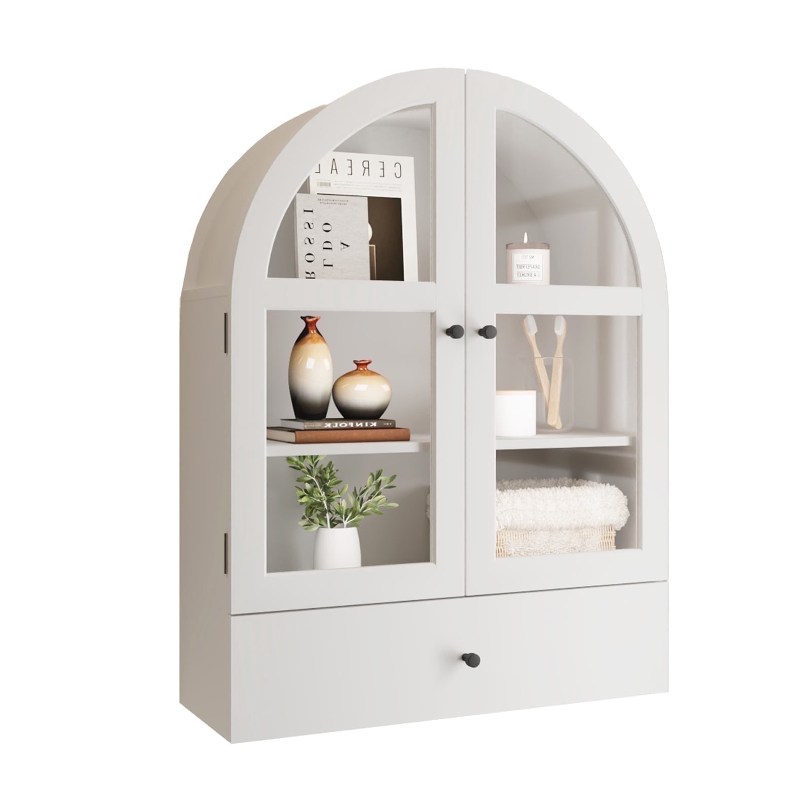 Bathroom Wall Cabinet, Medicine Cabinet with Doors, Over The Toilet Storage Cabinets Organizer for Laundry Room, Kitchen, Living Room, White
