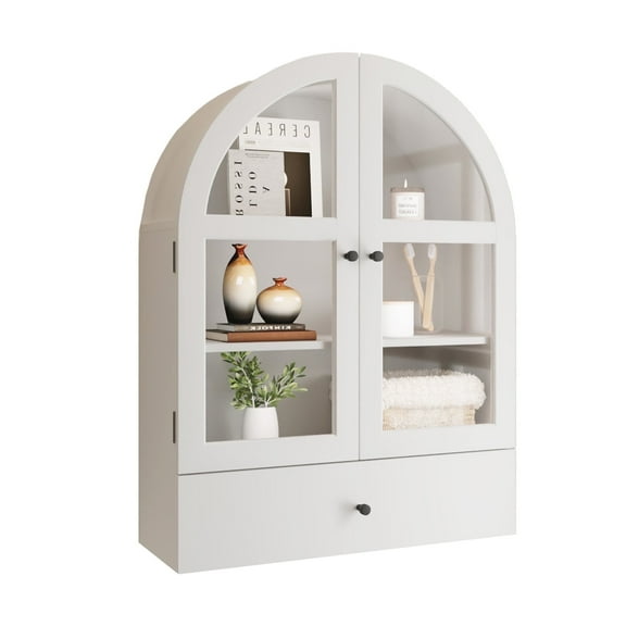 Bathroom Wall Cabinet, Medicine Cabinet with Doors, Over The Toilet Storage Cabinets Organizer for Laundry Room, Kitchen, Living Room, White