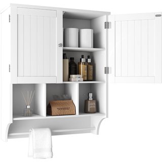 Bathroom Storage Cabinet with Towel Bar 2 Layers, Wall-Mounted Kitchen  Shelves, Storage Auxiliaries