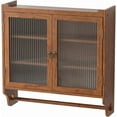 thumbnail image 1 of Bathroom Wall Cabinet, Mid-Century Over The Toilet Storage Cabinet with 2 Fluted Glass Door, Towel Bar and 2 Removable Shelf, Medicine Cabinets for Kitchen Bathroom Living Room Laundry Bedroom,Walnut, 1 of 7