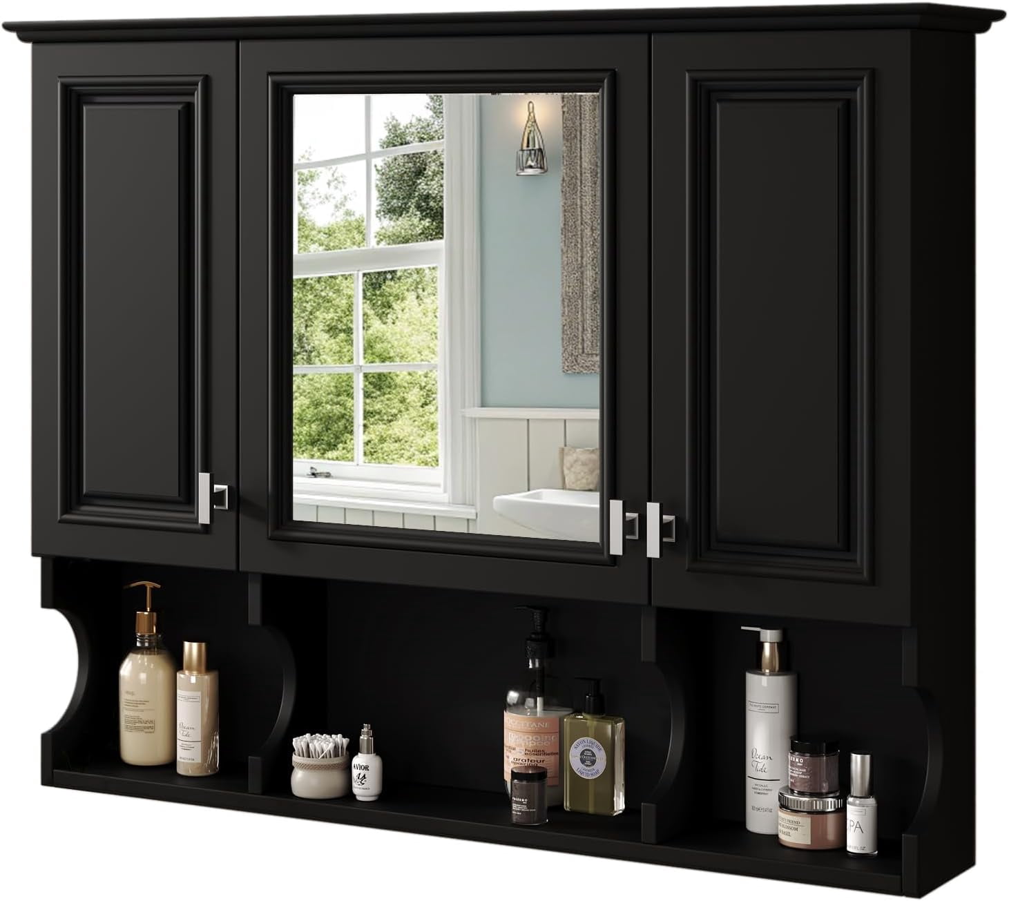 Bathroom Wall Cabinet with Mirror, Medicine Cabinet with 3 Doors and ...