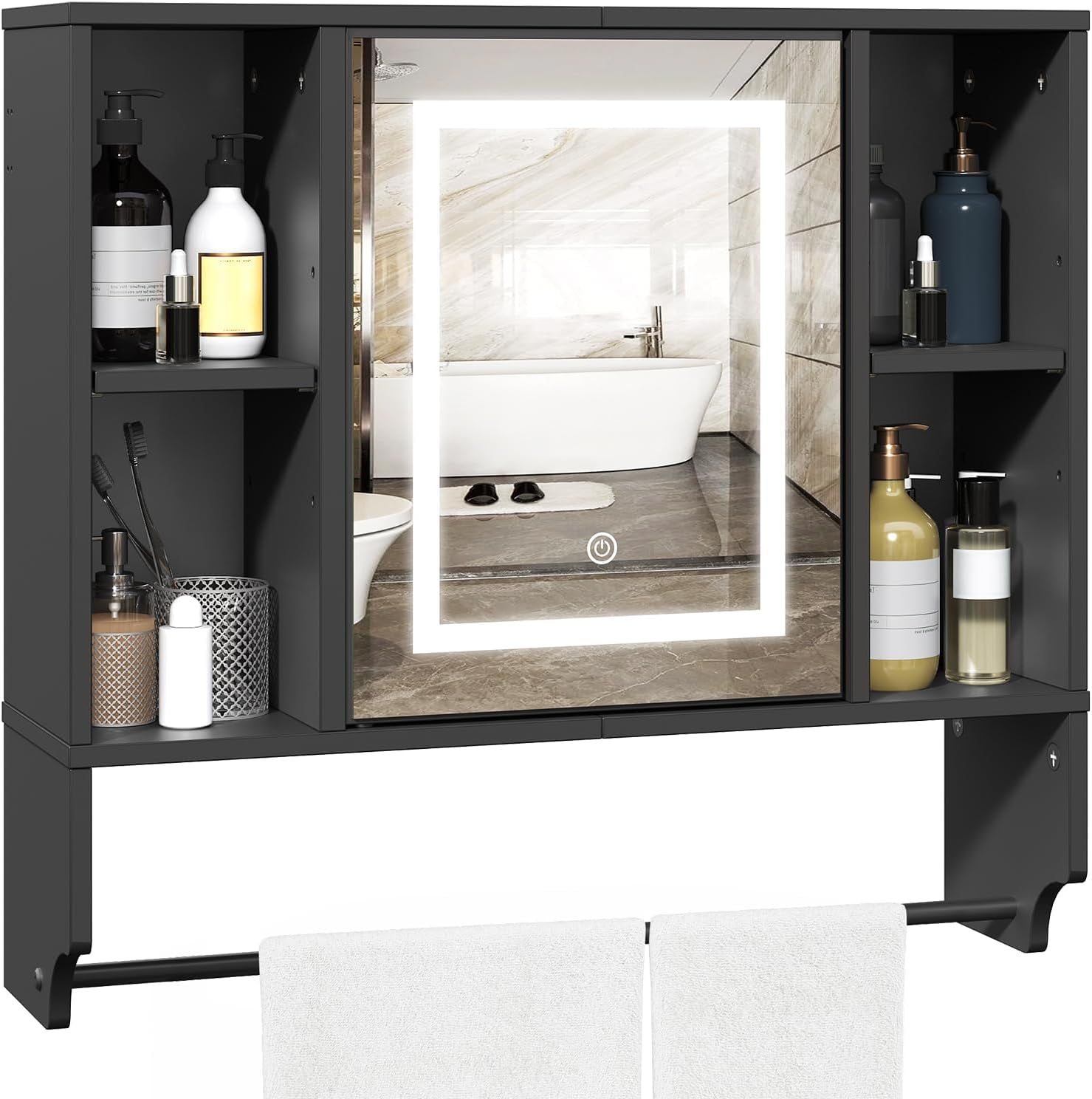Bathroom Wall Cabinet with Mirror, Wall Mounted Medicine Cabinet with ...