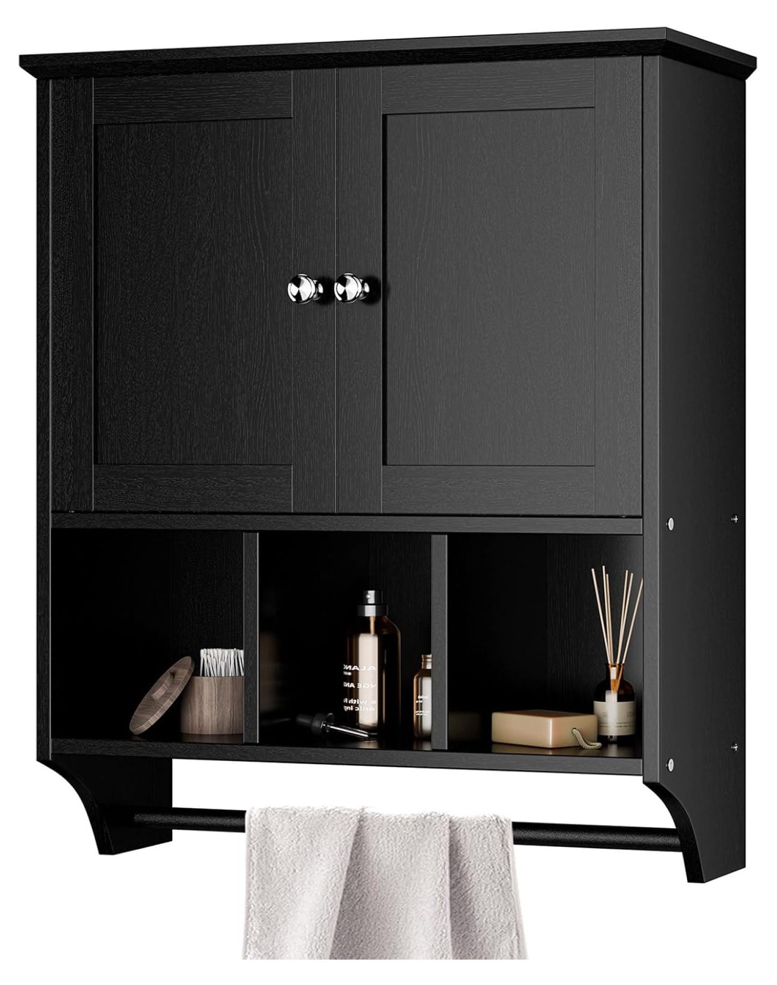 Bathroom Wall Cabinet with Towels Bar, Bathroom Cabinet Wall Mount with ...