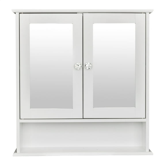 Bathroom Wall Cabinet Wall Mounted Bathroom Storage Cabinet with Double Mirror Door & Adjustable Shelf, White