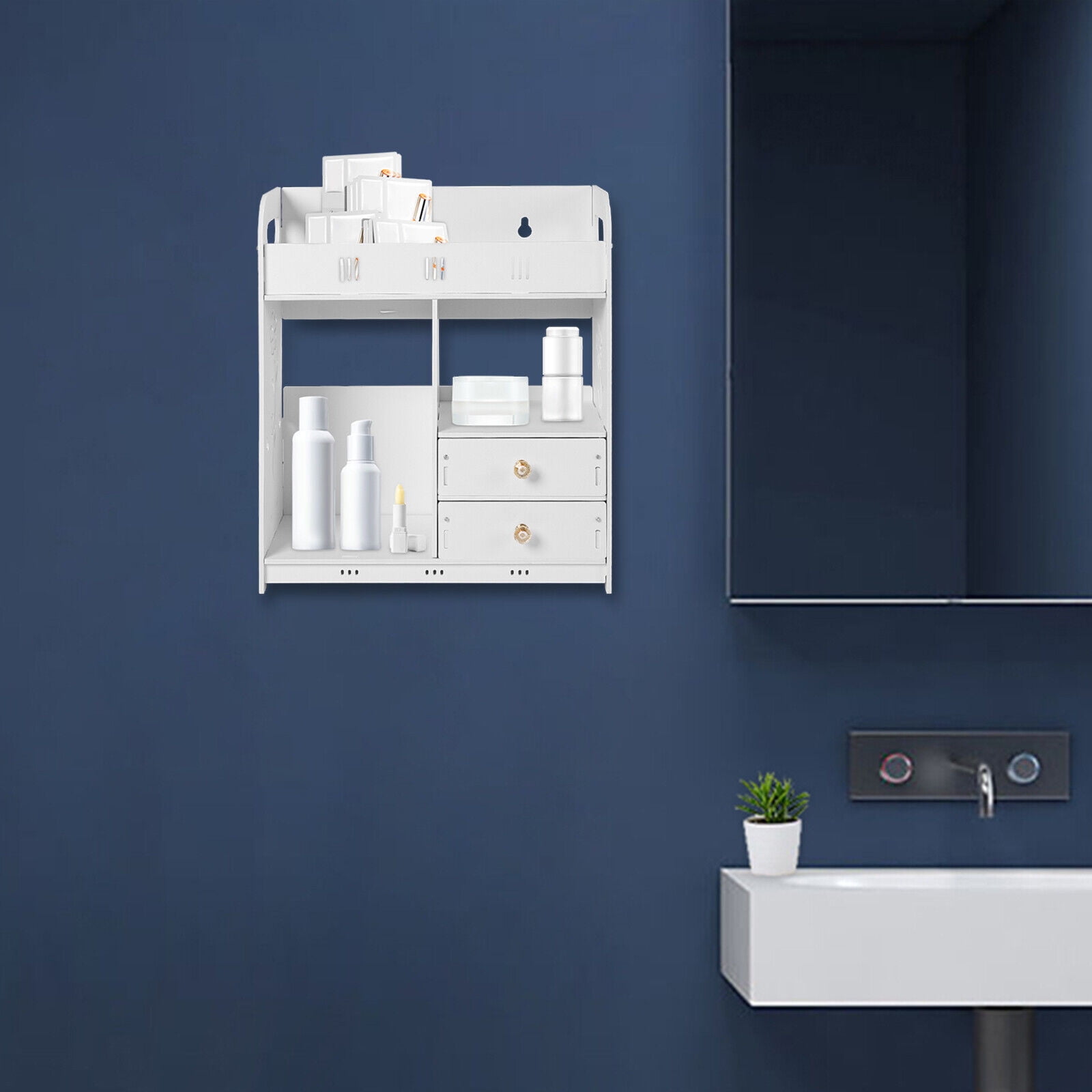 Bathroom Wall Cabinet Wall Mounted Shelf Small Kitchen Toilet Drawer Organizer for Bathroom, Living Room