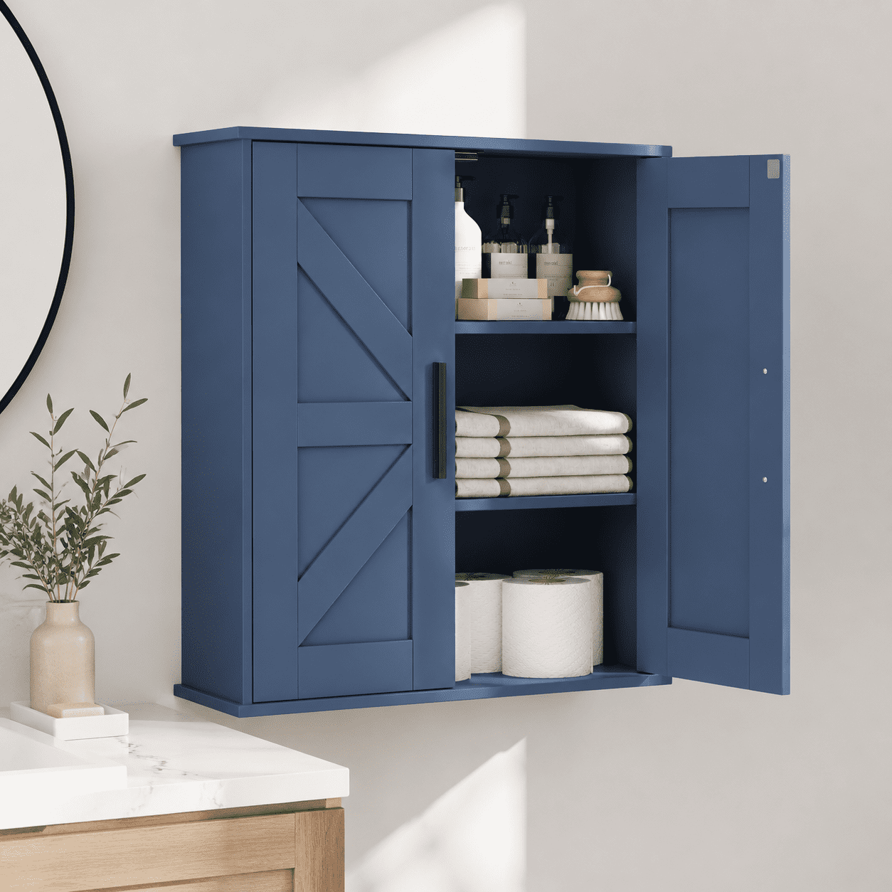 Bathroom Wall Cabinet With Adjustable Shelves | 3-tier Mounted Over ...