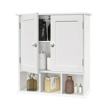 Bathroom Wall Cabinet with 2 Door Adjustable Shelves,Over The Toilet Storage White Wall Mounted Medicine Cabinets for Bathroom Laundry Room Kitchen