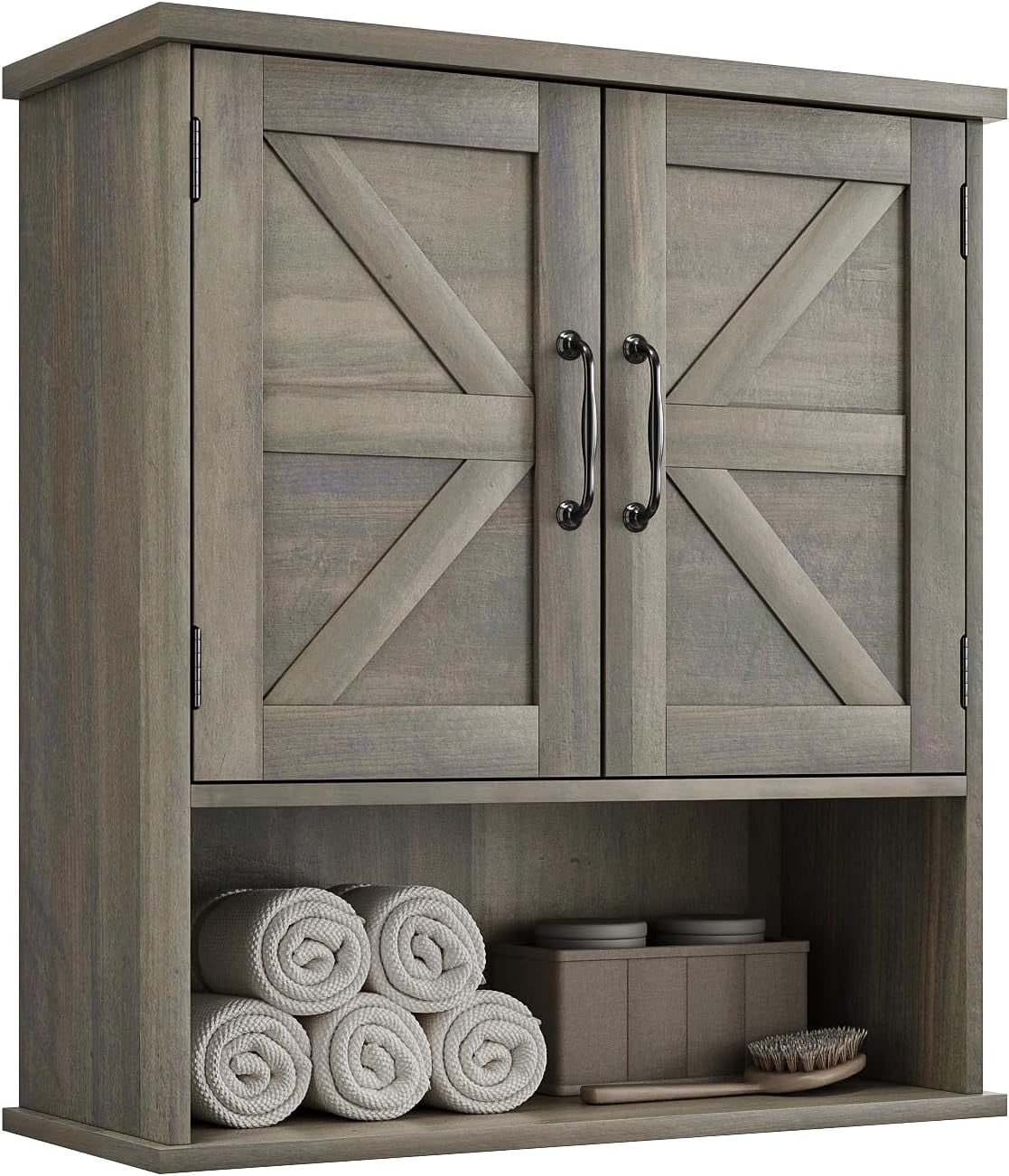 Bathroom Wall Cabinet with Barn Doors, Wall Mounted Bathroom Storage ...