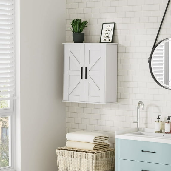 Bathroom Wall Cabinet with Barn Doors and Adjustable Shelves, Three ...