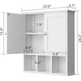 thumbnail image 1 of Bathroom Wall Cabinet with Door, Space Saving Storage Organizer Over Toilet, Adjustable & Open Shelves, Solid White, 1 of 6