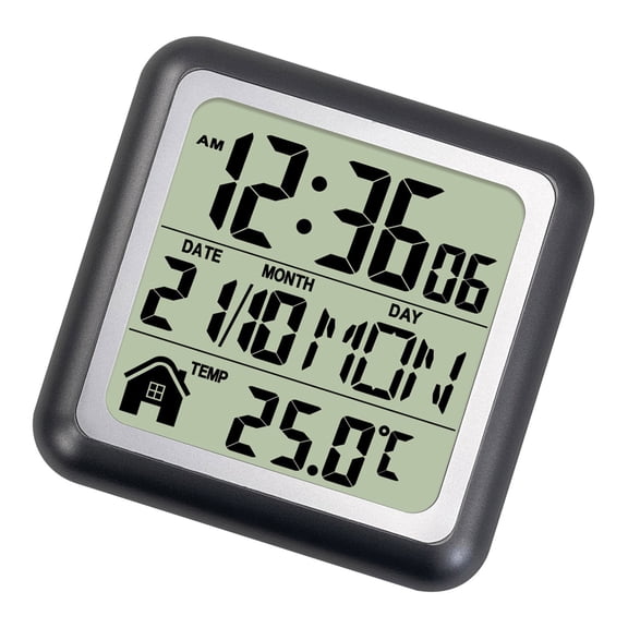 Bathroom Wall Clock Waterproof Digital Temperature Date Time Display Suction Mount For Shower Kitchen Office Decoration