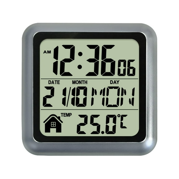 Bathroom Wall Clock Waterproof Digital Temperature Date Time Display Suction Mount For Shower Kitchen Office Decoration
