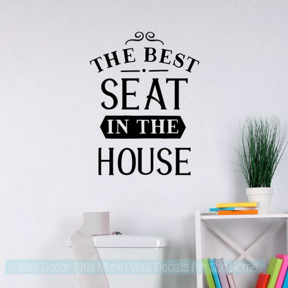 Bathroom Wall Decal Quote Best Seat In House Funny Vinyl Lettering Stickers 18x23-Inch Black