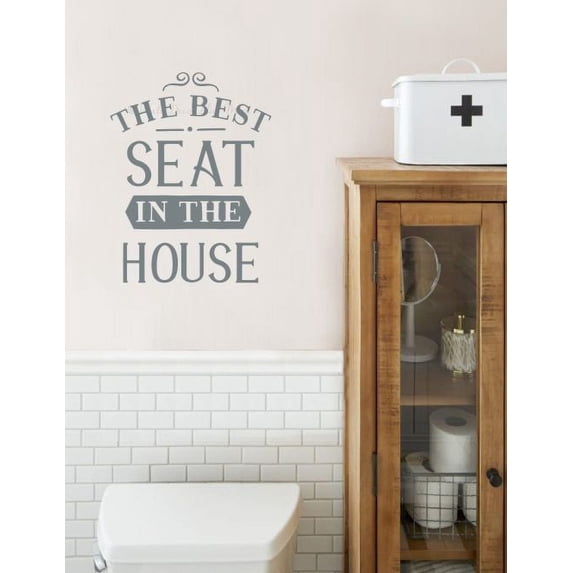 Bathroom Wall Decal Quote Best Seat In House Funny Vinyl Lettering Stickers 18x23-Inch Storm Gray