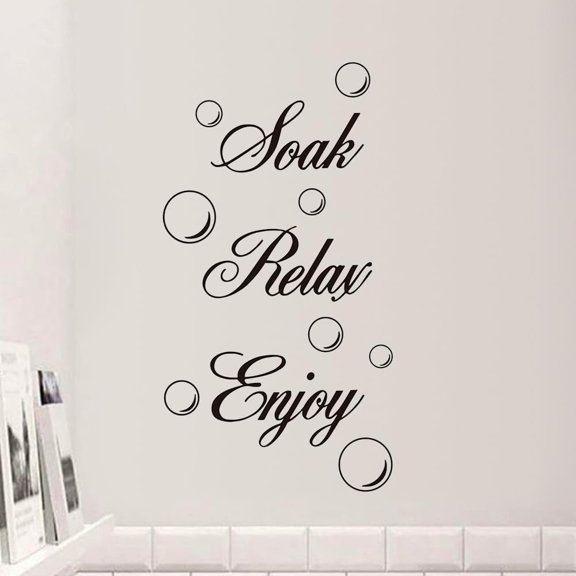Bathroom Wall Decals Peel and Stick Soak Relax Enjoy Spa Sticker Rules Vinyl Quote Wall Art Decor for Home